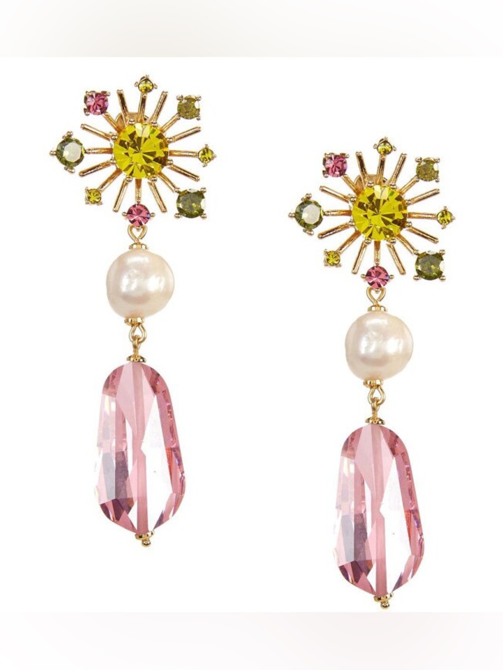 $128 NWT Kate Spade Rooftop Garden Linear Drop Freshwater Pearl Crystal Earrings